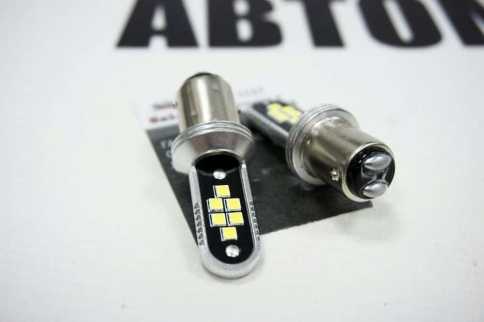 SALMAN лампа светодиодная P21/5W T25/5 12SMD c цоколем 6000K 950Lm двухконт белая 2шт АКЦИЯ! фото 4