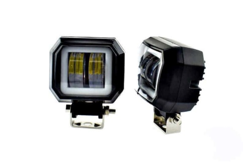 C2R Светодиодная  фара дальний свет квадрат 2 диода + дхо 15W 12-32V 1500Lm 1шт гарантия 1 мес    фото 1