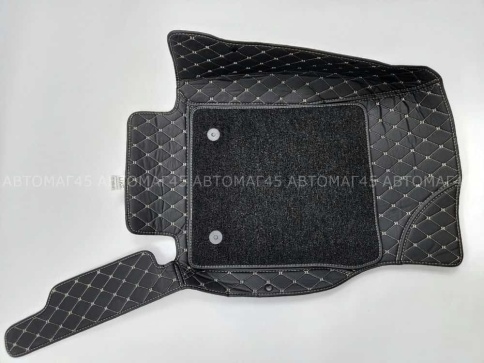 Ковры  5D экокожа Toyota Camry V50/V55 2011-2018г черный с бежевой ниткой+ворс комплект Like АКЦИЯ! фото 3