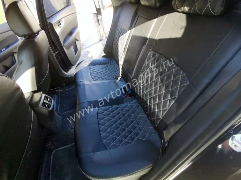 Авточехлы  Kia Cerato Киа Серато 2018-2022г 4 поколение экокожа черная серая нить ромб    фото 5