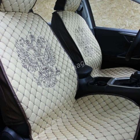 Чехлы  накидки на сиденье серия G лен бежевый бежевая нитка комплект 5 шт фото 2