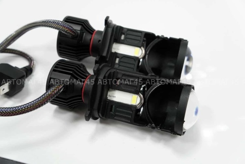 Ruzoom светодиодные лампы LED линза модуль 2шт H4 12В 60W 6500K 5000Lm с обманкой гар 6мес фото 6