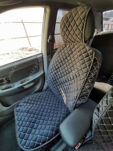 Гелакси  Накидки на сиденье универсальные велюр передние черные с боками с белой ниткой  1шт  фото 5