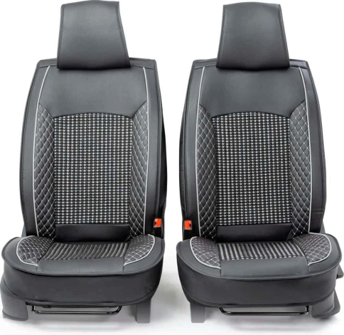 Car Performance накидки универ каркасн на перед-е сиденья экокожа черн центральн вставка с плетением фото 5