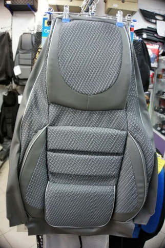 Авточехлы  Газель трехместная жаккард черно-серый стежок    фото 1