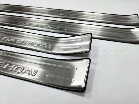 Накладки на внутр пороги Nissan Qashqai Ниссан Кашкай J11 2013-2022г широкие алюминий 4шт фото 2