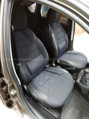 Авточехлы  Лада Granta Гранта  2/3 с 08.2018г жаккард синий с боковыми поддержками   фото 14