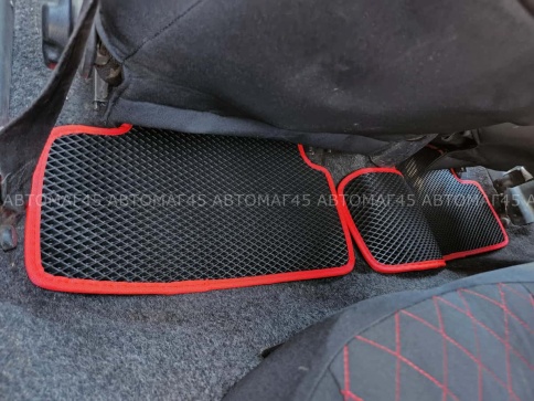 EVA ЭВА  коврики в салон ВАЗ 2109 2114 2115 черные красный кант рисунок ромб  комплект 5шт    фото 6