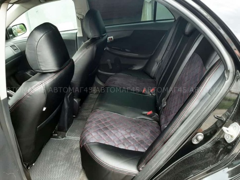 Авточехлы  Toyota Corolla Тойота Королла 2007-2013г кузов 150 экокожа алькант черная крас.нить ромб фото 7