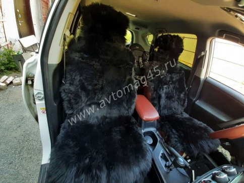 Накидка  длинный ворс черный 140х50см подклад черный 2шт    фото 3