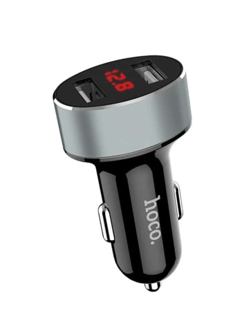 Hoco Z26 зарядное устройство в прикуриватель вольтметр + 2 USB 2.1 A фото 1
