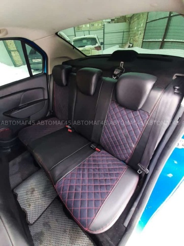 Авточехлы  Renault Logan с 2013г Renault Sandero Stepway с 2015г 2/3 без AIRBAG алькант сер.н ромб фото 9