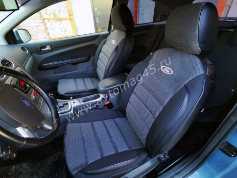 Авточехлы  Ford Focus 2 Форд Фокус 2 жаккард черно-серый Ижевск    фото 5