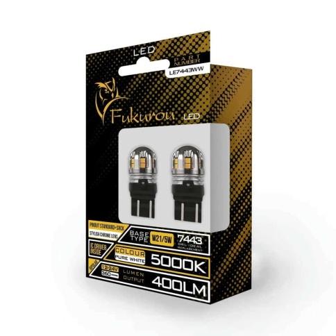 Fukurou лампа светодиодная Т20 21W/5W 330Lm 5000K Lumileds Granta Vesta Renault биполярн белая 2шт фото 1