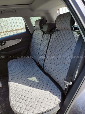 Чехлы  накидки на сиденье лен 2Д черный задний ряд 3шт LEX   фото 3