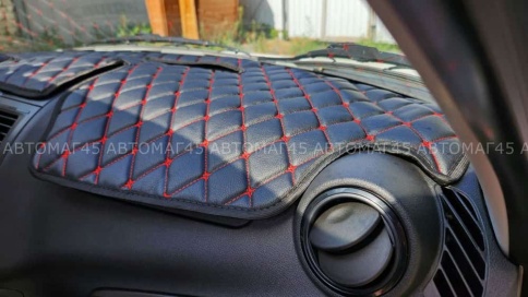 Накидка на панель Lada Granta Гранта FL с 2018г Lada Kalina Калина 2 с 2013г с красной ниткой экокож фото 13