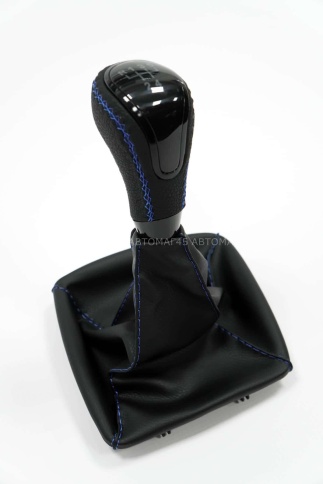 SALMAN Ручка КПП Lada Лада Приора 1 под КПП 2110 черный лак с синей ниткой в сборе   фото 2