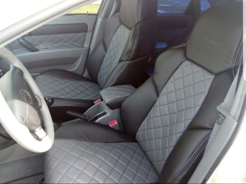 Драйв  чехлы универсальные экокожа Ромбы черный серый комплект    фото 4