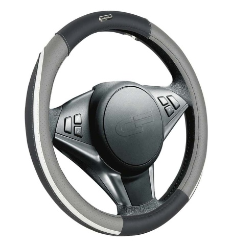 Car Fashion Step  оплетка руля экокожа черно-серо-белая размер M    фото 1