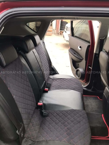 Авточехлы  Nissan Almera Ниссан Альмера 2013-2019г 2/3 экокожа алькантара черная серая нить ромб   фото 10