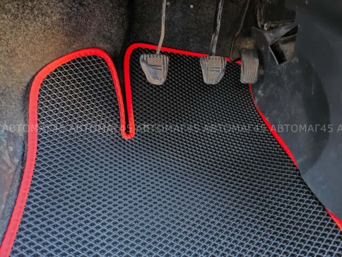 EVA ЭВА  коврики в салон ВАЗ 2109 2114 2115 черные красный кант рисунок ромб  комплект 5шт    фото 2