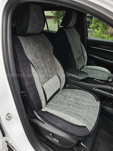 Чехлы  накидки на сиденье вельвет форма 2Д черно-серый комплект 5шт фото 4