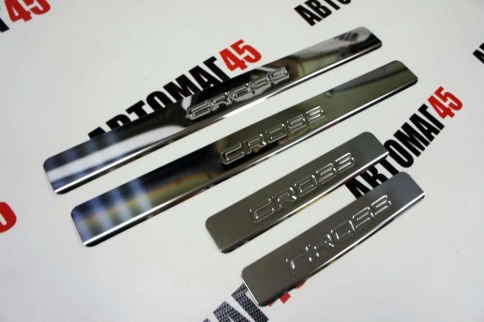 LIDER  Накладки на пороги  Лада Lada X-ray Х-рей Cross 4 шт нержавейка    фото 1