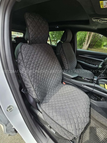 Чехлы  накидки на сиденье лен 2Д черный передние 2шт LEX   фото 2