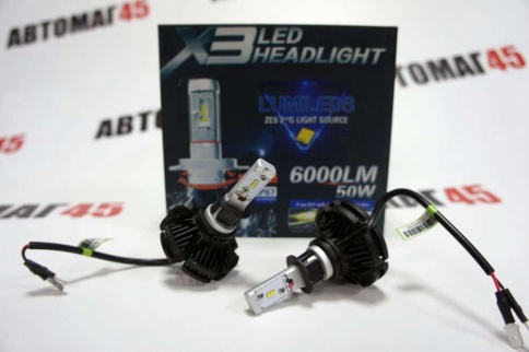 X3 чип  ZES LED 2шт H3 12В 50W 6500K 6000Lm с обманкой гарантия 1мес    фото 3