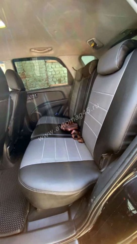 Авточехлы  Hyundai Tucson 08-16г подходит Kia Sportage 04-09г (корейская сборка) экокожа черно-серая фото 3