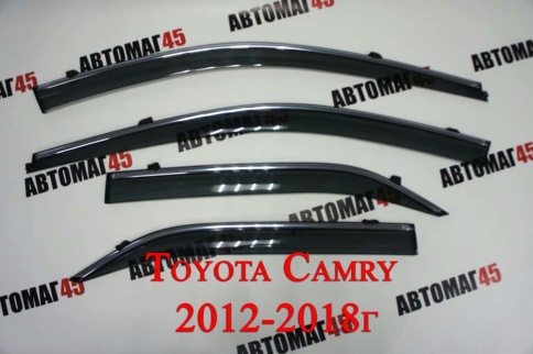 Дефлекторы окон Toyota Camry V50-55 Тойота Камри V50-55 2011-2018г с хромом комплект 4шт    фото 2