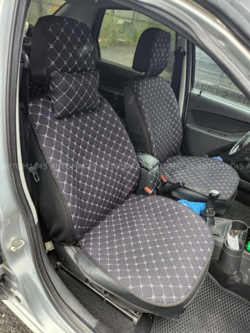 Чехлы  накидки на сиденье лен 2Д черный белая нитка комплект 5шт    фото 4