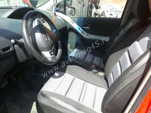 Авточехлы  Toyota Yaris Тойота Ярис 2005-2011г хэтчбек жаккард черно-серый Ижевск    фото 2