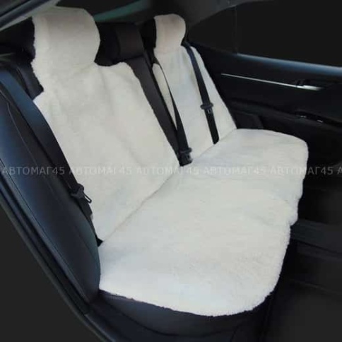 Накидки  задний ряд короткий ворс белый шерсть 60% комплект 3шт    фото 1