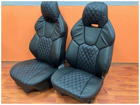 Динас  чехлы универсальные LAMBO экокожа Ромбы черный черный комплект    фото 3