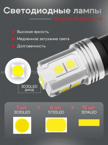 TGOR  лампа светодиодная W5W  480Lm 10SMD 12-24v с обманкой 2шт гарантия 1мес    фото 6