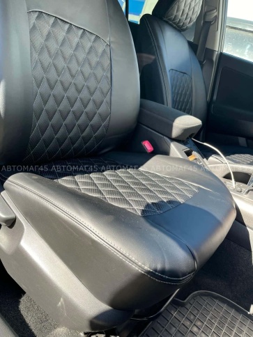 Авточехлы  Toyota RAV4 Тойота Рав4 2006-2012г XA30 экокожа черная серая нить ромб    фото 2