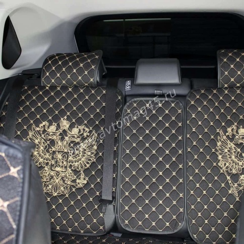 Чехлы  накидки на сиденье серия G лен черный бежевая/белая нитка комплект 5 шт фото 7