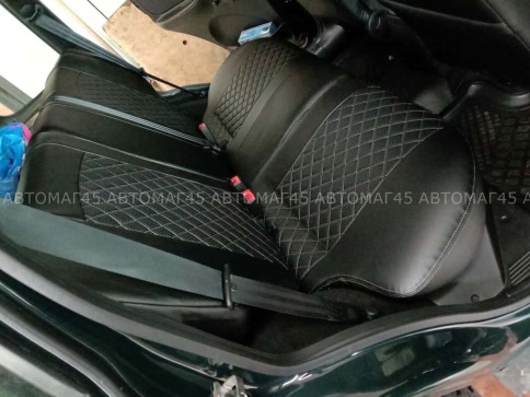 Авточехлы  Нива Шевроле Niva 2014-2020г Нива Travel с 2020г экокожа черная с красной ниткой ромб фото 6