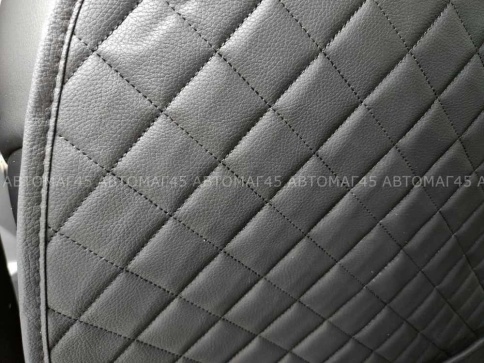 Maximal Защита  заднего сиденья с карманом экокожа черная c черной ниткой ромб соты 62х49см    фото 5
