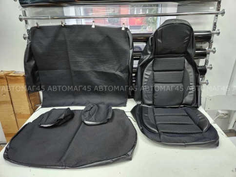 Авточехлы  Газель трехместная жаккард черный синий Пятигорск фото 1
