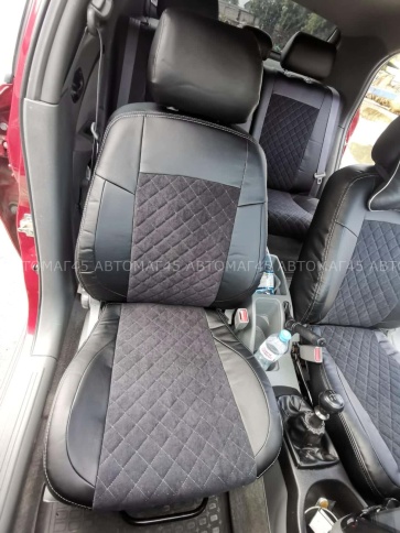 Авточехлы  Chevrolet Lacetti Лачетти Daewoo Gentra Дэу Джентра экокожа алькан черная серая нить ромб фото 2