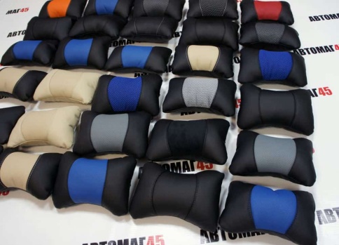 Подушка  под шею экокожа и ткань    фото 3