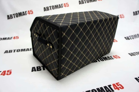 Органайзер  багажника кофр экокожа черный с бежевой ниткой 50 x 30 x 30см MAXIMAL Middle   фото 3