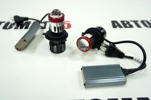 C2R A13 светодиодные лампы LED линза модуль 2шт H4 12В 30W 6500K 6000Lm гарантия 6мес фото 1