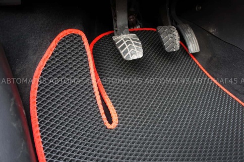 EVA ЭВА  коврики в салон LADA Vesta Веста Vesta SW SW Cross NG черные красный кант рис ромб комп 5шт фото 2