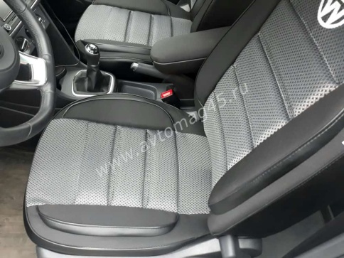 Авточехлы  Volkswagen Polo Фольцваген Поло седан 1/1 2010-2020г жаккард черно-серый Ижевск    фото 9