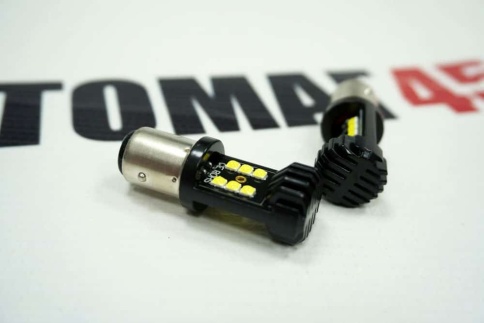 C2R  лампа светодиодная P21/5W T25/5 12 COB c цоколем 6000K 400Lm двухконтактная белая 2шт фото 3