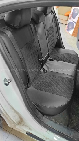 Авточехлы  Chevrolet Cruze Шевроле Круз экокожа алькантара черная серая нить ромб    фото 4