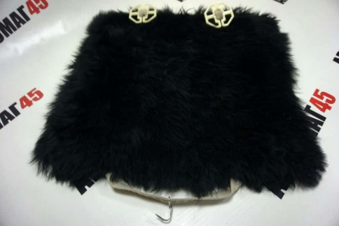 Накидка подушка  на сиденье длинный ворс черный 44х44см    фото 5